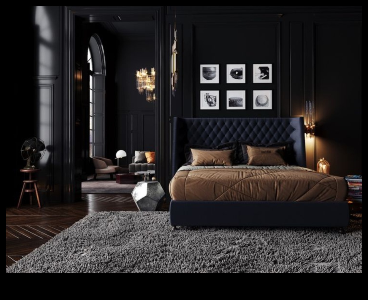 Σκοτεινές και δραματικές ιδέες διακόσμησης κρεβατοκάμαρας